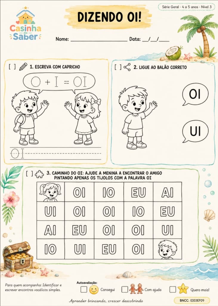 Atividade Dizendo Oi - Casinha do Saber