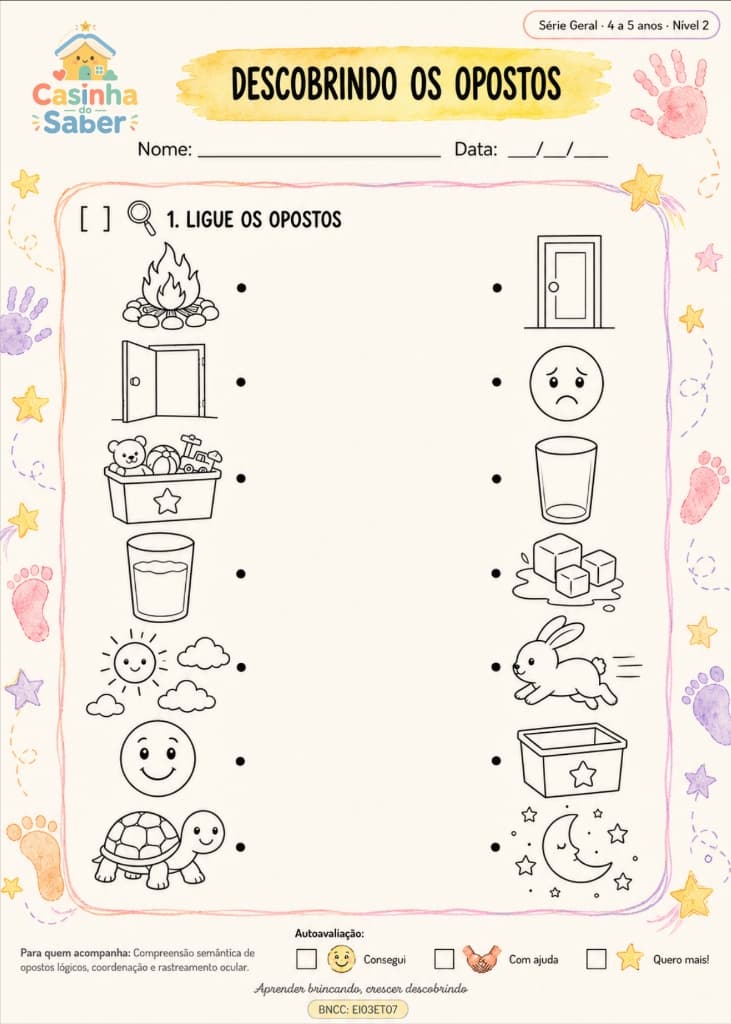 Atividade Descobrindo os Opostos - Casinha do Saber